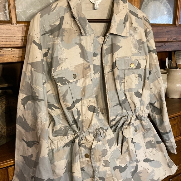 NWOT Cato brand Womens Distressed Army Jacket. - Picture 2 of 4